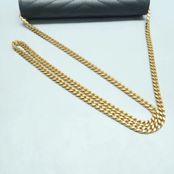 SAINT LAURENT Envelope Grey Leather Shoulder Bag 1108-011625 - Picture 6 of 12